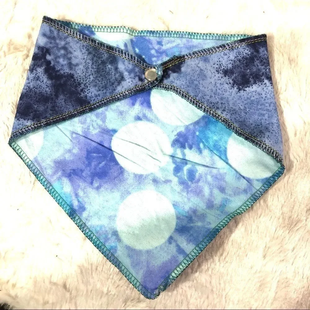 Pet bandana scarf dog tie & snap NEW blue tie dye